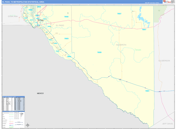 El Paso Metro Area Digital Map Basic Style